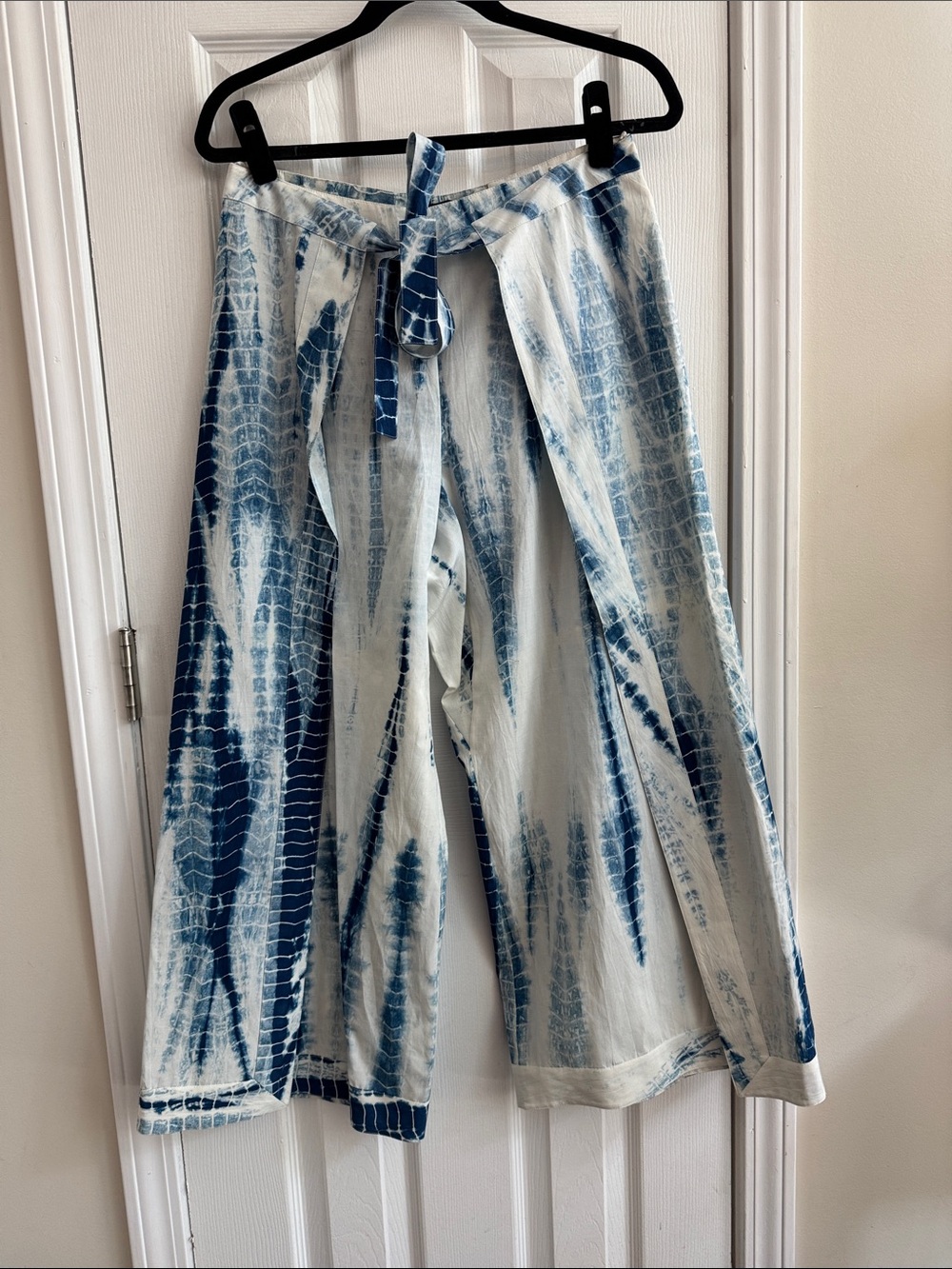 LAFAYETTE 148 Tie Dye Palazzo Shibori Wide Leg Silk Cotton Pants Size 8